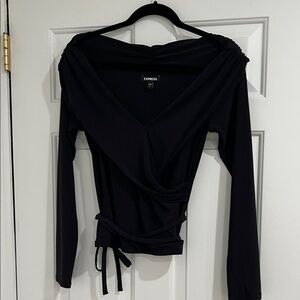 Express Women's Elegant Black Long Sleeve Blouse